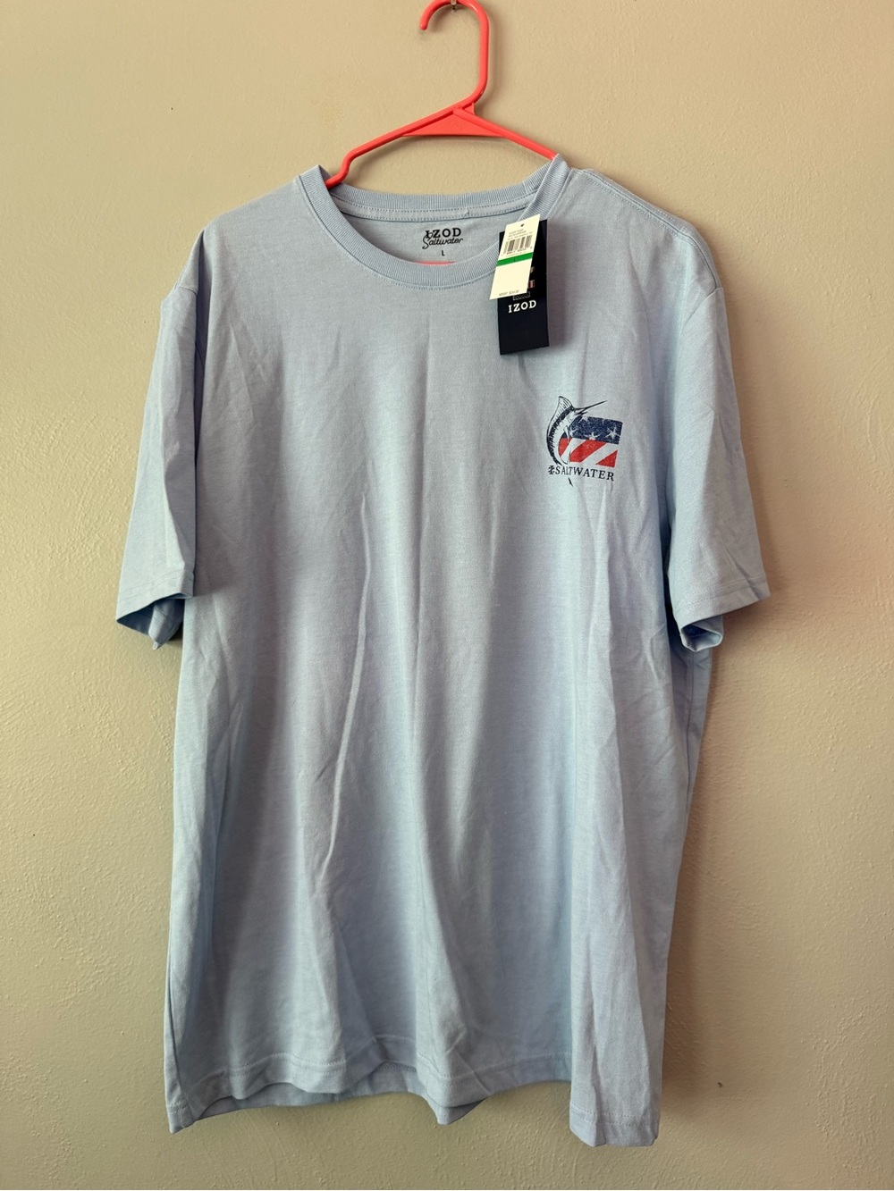 IZOD Saltwater Men’s Light Blue Short Sleeve Logo T-Shirt